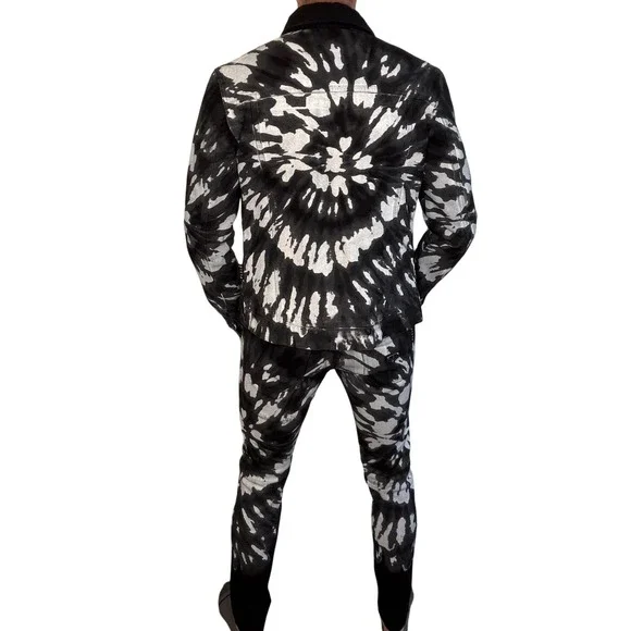 Philipp Plein "Washed with Love" Black White Tie-Dye Denim Jacket Size M | Rare - Picture 5 of 11